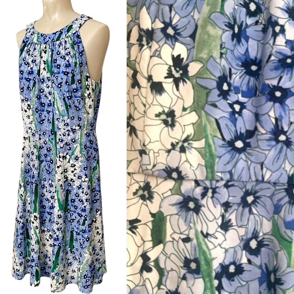 Tommy Hilfiger Botanical Floral Print Sleeveless Halter Fit&Flare Midi Dress